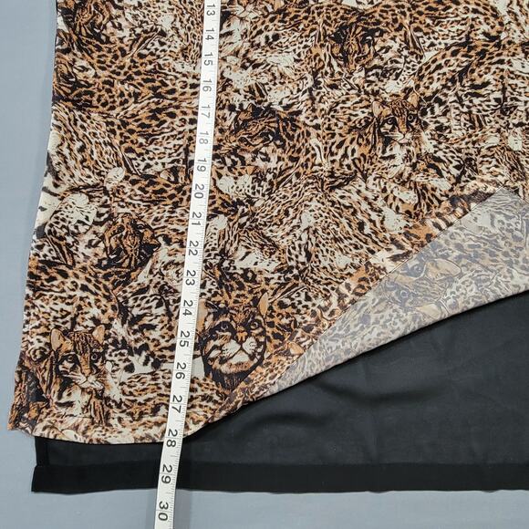 Divided By H&M Brown Shirt Sheer Blouse Leopard Print Short Cap Sleeves Womens 4 - Picture 6 of 8